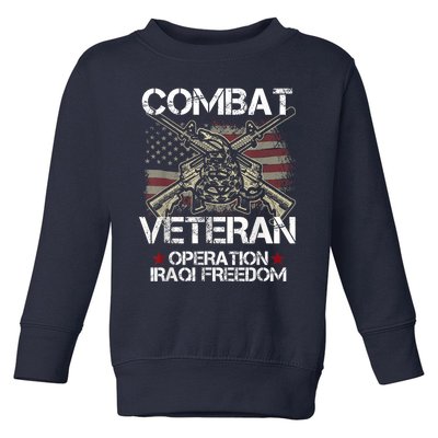 Combat Veteran Iraqi Freedom Military Usa American Flag Gift Toddler Sweatshirt