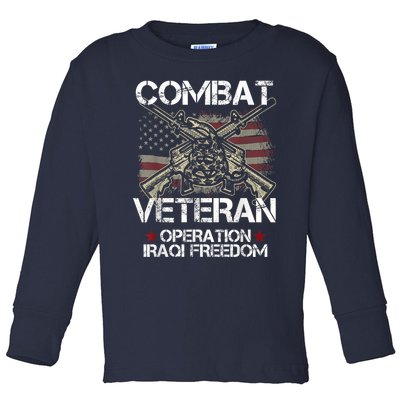 Combat Veteran Iraqi Freedom Military Usa American Flag Gift Toddler Long Sleeve Shirt