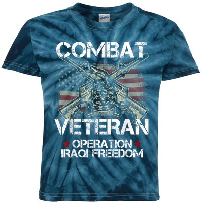 Combat Veteran Iraqi Freedom Military Usa American Flag Gift Kids Tie-Dye T-Shirt