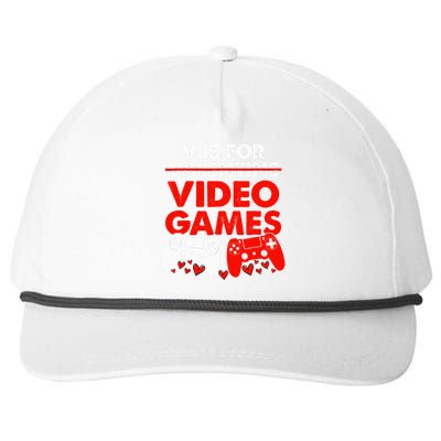 Cute V Is For Video Games Heart Funny Valentines Day Gamer Snapback Five-Panel Rope Hat