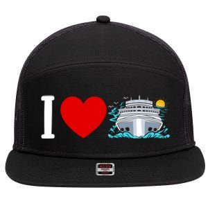 Cruising Vacation I Love Cruise Funny Gift 7 Panel Mesh Trucker Snapback Hat