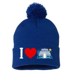 Cruising Vacation I Love Cruise Funny Gift Pom Pom 12in Knit Beanie