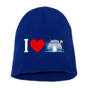 Cruising Vacation I Love Cruise Funny Gift Short Acrylic Beanie