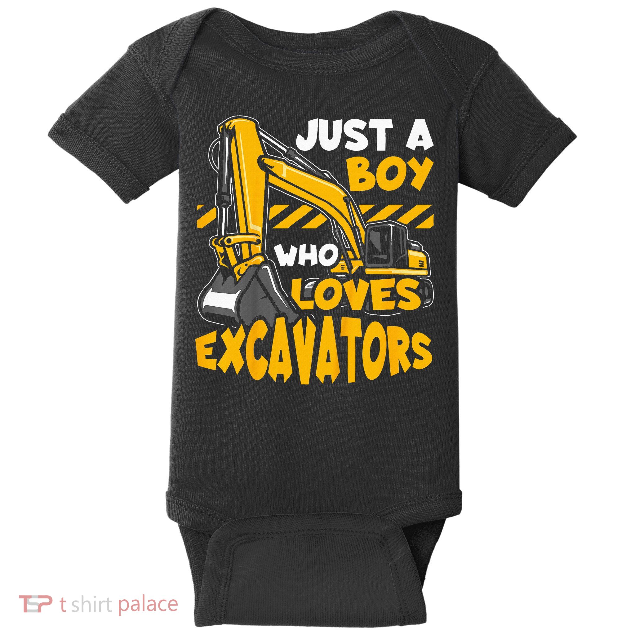 Construction Vehicle Just A Who Loves Excavators Baby Bodysuit