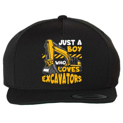 Construction Vehicle Just A Who Loves Excavators Wool Snapback Cap