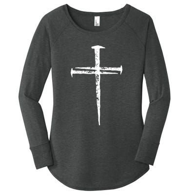 Christian Vintage Jesus Cross Three Nails Women's Perfect Tri Tunic Long Sleeve Shirt