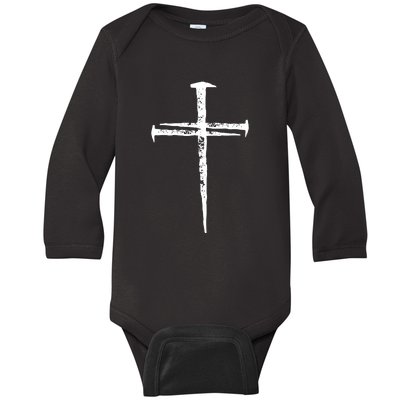 Christian Vintage Jesus Cross Three Nails Baby Long Sleeve Bodysuit