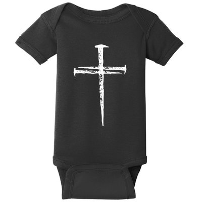 Christian Vintage Jesus Cross Three Nails Baby Bodysuit