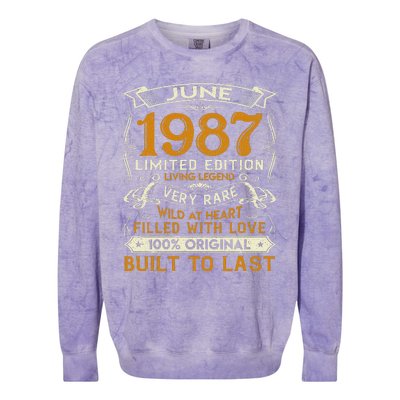 Classic Vintage June 1987 Limited Edition 36th Birthday Colorblast Crewneck Sweatshirt