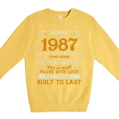 Classic Vintage June 1987 Limited Edition 36th Birthday Premium Crewneck Sweatshirt