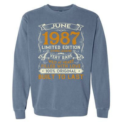 Classic Vintage June 1987 Limited Edition 36th Birthday Garment-Dyed Sweatshirt