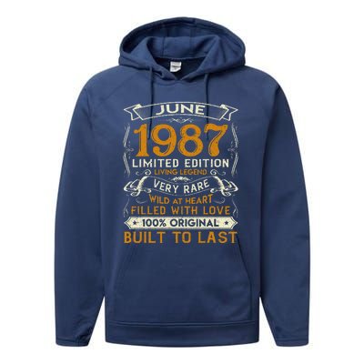 Classic Vintage June 1987 Limited Edition 36th Birthday Performance Fleece Hoodie