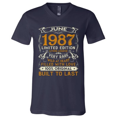 Classic Vintage June 1987 Limited Edition 36th Birthday V-Neck T-Shirt