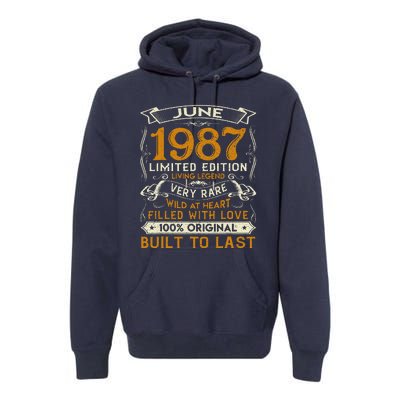 Classic Vintage June 1987 Limited Edition 36th Birthday Premium Hoodie