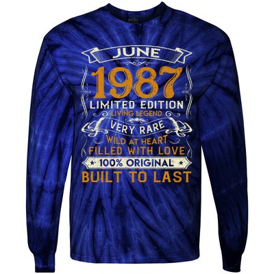 Classic Vintage June 1987 Limited Edition 36th Birthday Tie-Dye Long Sleeve Shirt