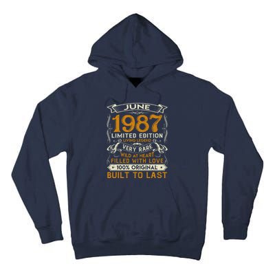 Classic Vintage June 1987 Limited Edition 36th Birthday Tall Hoodie