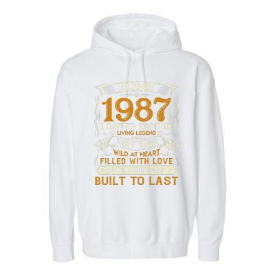 Classic Vintage June 1987 Limited Edition 36th Birthday Garment-Dyed Fleece Hoodie