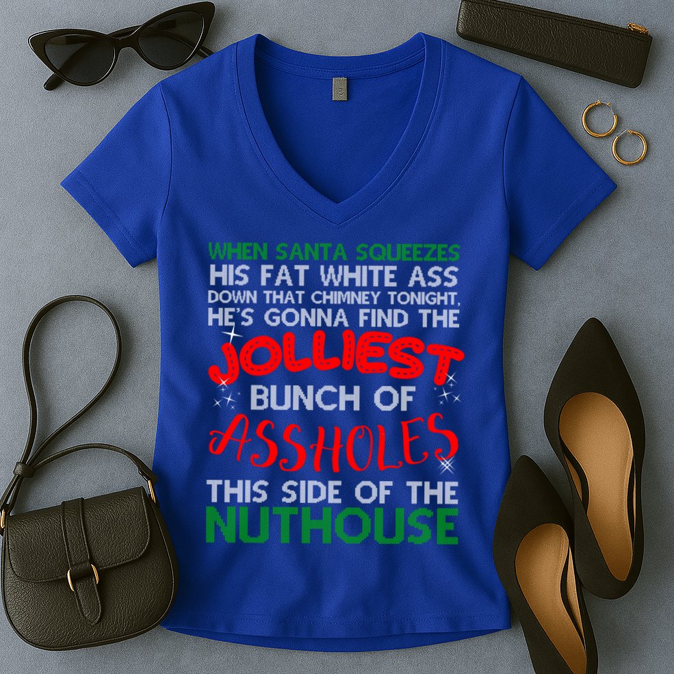 Christmas Vacation Jolliest Bunch Ugly Christmas Xmas Gift Women's V-Neck T-Shirt
