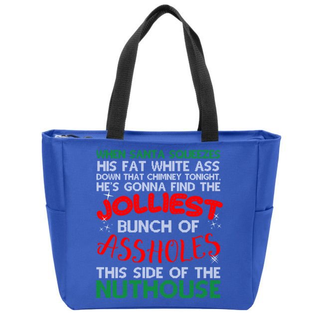 Christmas Vacation Jolliest Bunch Ugly Christmas Xmas Gift Zip Tote Bag
