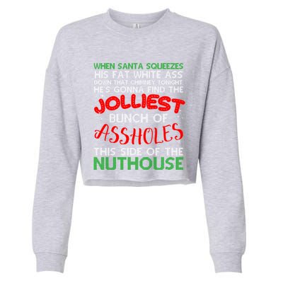 Christmas Vacation Jolliest Bunch Ugly Christmas Xmas Gift Cropped Pullover Crew