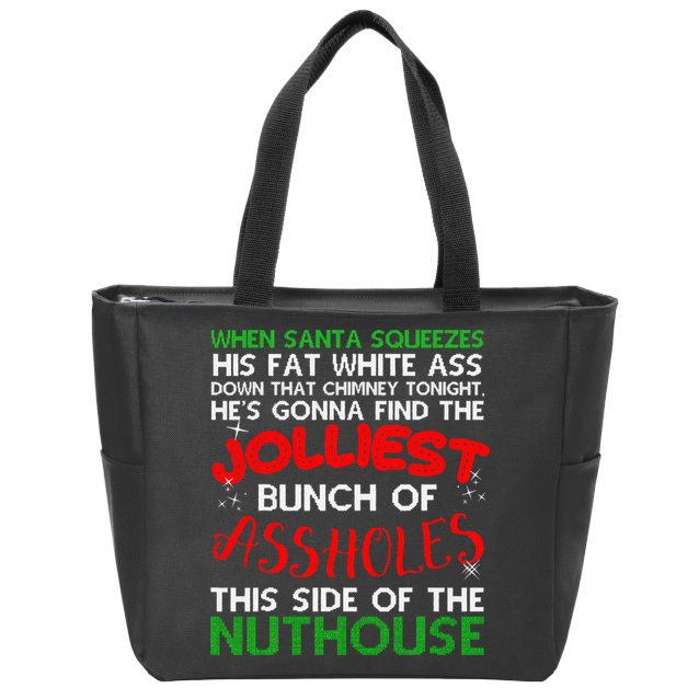 Christmas Vacation Jolliest Bunch Ugly Christmas Xmas Gifts Zip Tote Bag