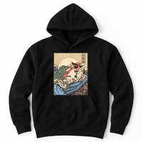 Catzilla Vs Kaiju Vintage Funny Cute Cat Art Japanese Sunset Hoodie
