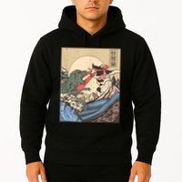 Catzilla Vs Kaiju Vintage Funny Cute Cat Art Japanese Sunset Hoodie