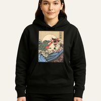 Catzilla Vs Kaiju Vintage Funny Cute Cat Art Japanese Sunset Hoodie