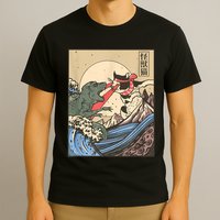Catzilla Vs Kaiju Vintage Funny Cute Cat Art Japanese Sunset T-Shirt
