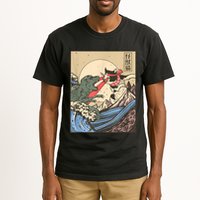 Catzilla Vs Kaiju Vintage Funny Cute Cat Art Japanese Sunset Tall T-Shirt