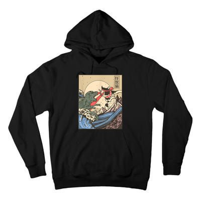 Catzilla Vs Kaiju Vintage Funny Cute Cat Art Japanese Sunset Tall Hoodie