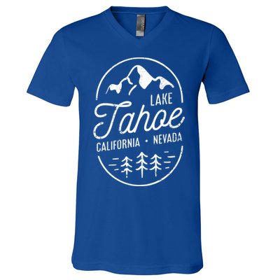 Cool Vintage Lake Tahoe California Nevada Souvenir Gift V-Neck T-Shirt