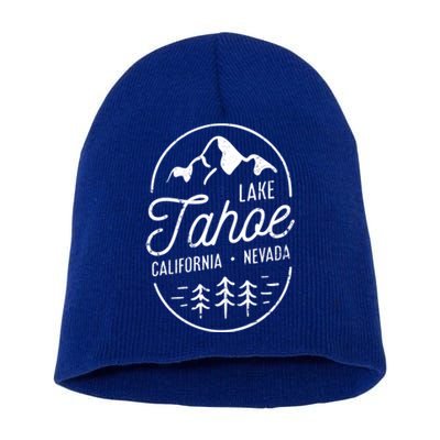 Cool Vintage Lake Tahoe California Nevada Souvenir Gift Short Acrylic Beanie