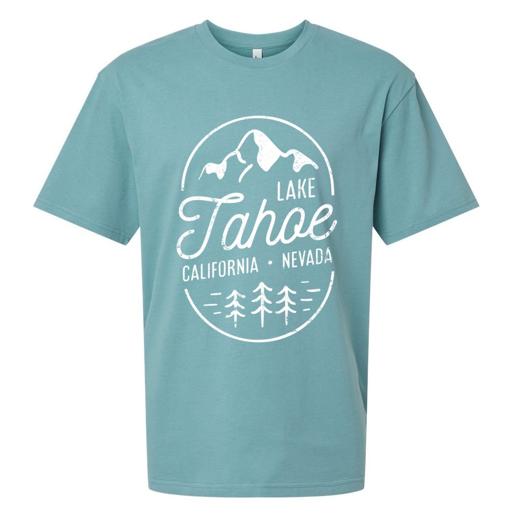 Cool Vintage Lake Tahoe California Nevada Souvenir Gift Sueded Cloud Jersey T-Shirt