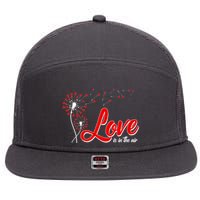 Cute Valentine Love Is In The Air Dandelions 7 Panel Mesh Trucker Snapback Hat