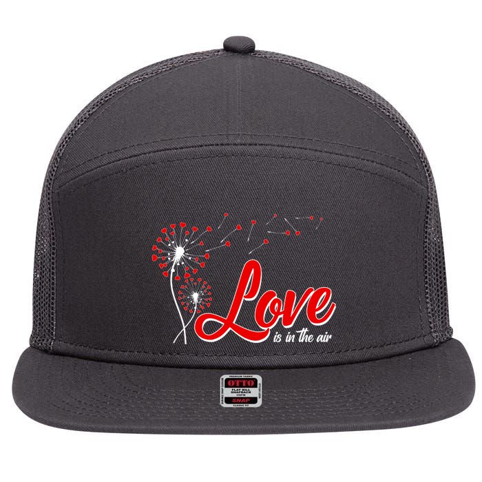 Cute Valentine Love Is In The Air Dandelions 7 Panel Mesh Trucker Snapback Hat