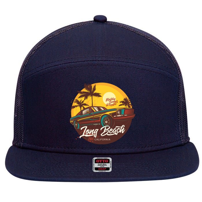 California Vibe Long Beach California 7 Panel Mesh Trucker Snapback Hat