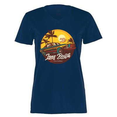 California Vibe Long Beach California Women's Momentum V-Neck T-Shirt