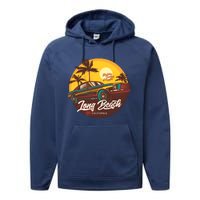 California Vibe Long Beach California Performance Fleece Hoodie