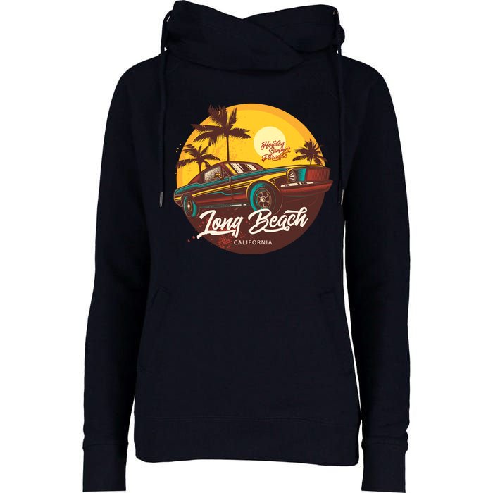 California Vibe Long Beach California Womens Funnel Neck Pullover Hood