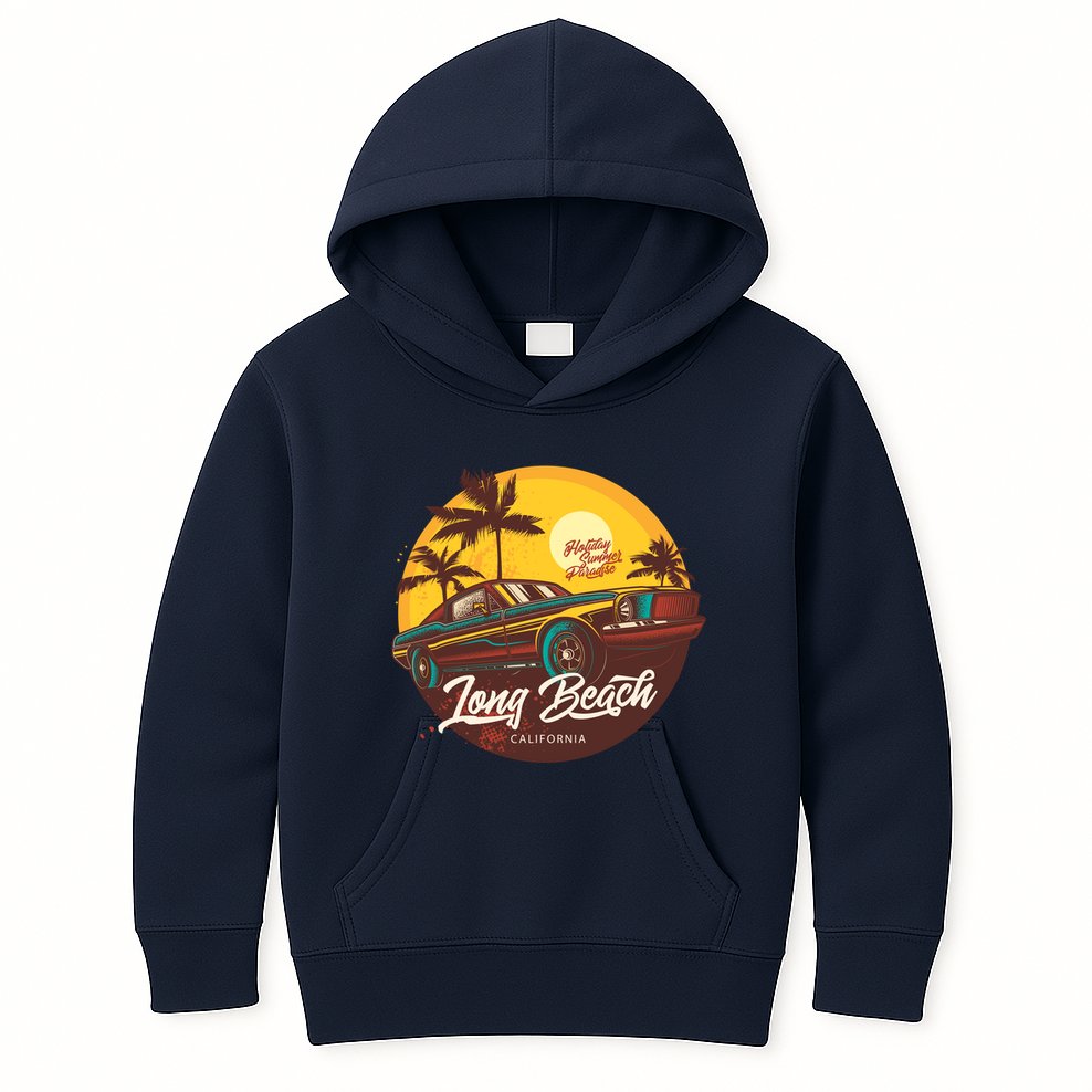 California Vibe Long Beach California Kids Hoodie