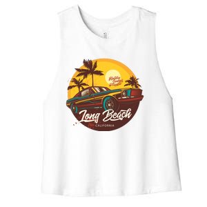 California Vibe Long Beach California Women's Racerback Cropped Tank