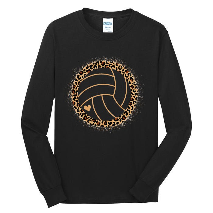 Cute Volleyball Leopard Print Volleyball Lover Tall Long Sleeve T-Shirt