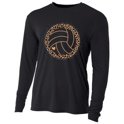 Cute Volleyball Leopard Print Volleyball Lover Cooling Performance Long Sleeve Crew