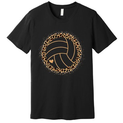 Cute Volleyball Leopard Print Volleyball Lover Premium T-Shirt