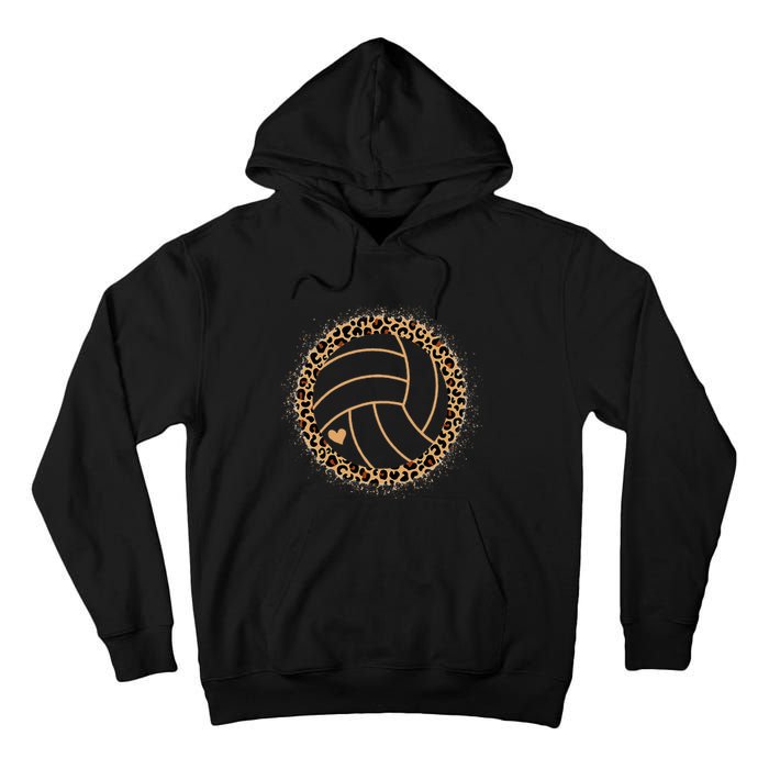 Cute Volleyball Leopard Print Volleyball Lover Tall Hoodie