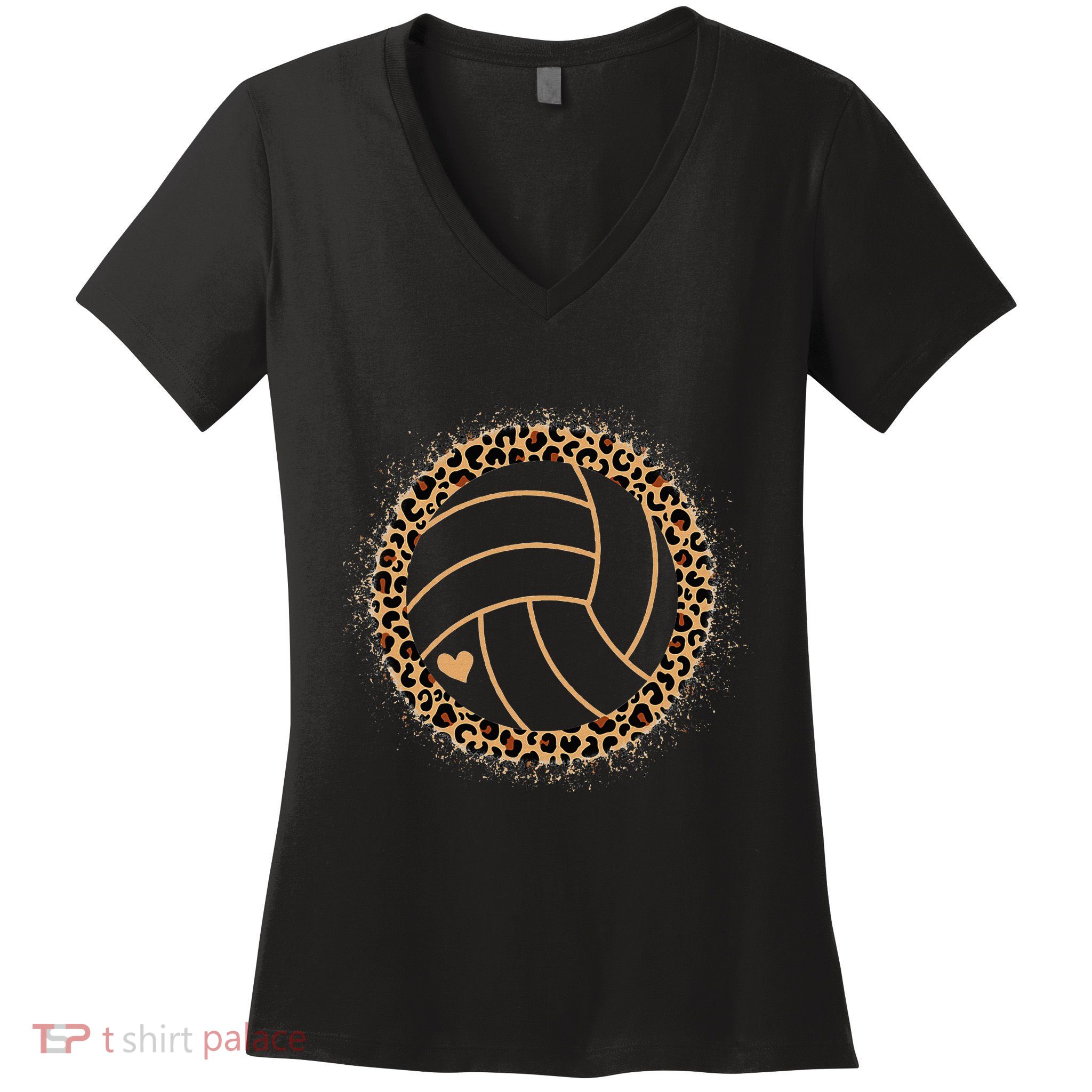 Cute Volleyball Leopard Print Volleyball Lover Women's V-Neck T-Shirt