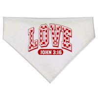 Christian Valentines Loved John 3 16 Checkered USA-Made Doggie Bandana