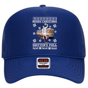 Christmas Vacation Merry Christmas Shitters Full Christmas Ugly High Crown Mesh Back Trucker Hat