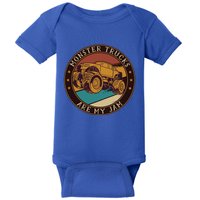 Cool Vintage Monster Trucks Are My Jam Retro Funny Gift Baby Bodysuit